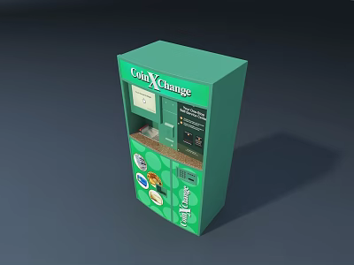 CafeXchange Public Facility Machine With Display Panel And Coffee Service Icons 3d model