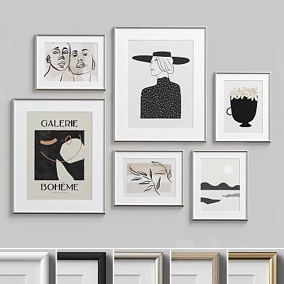 Framed Abstract Paintings With Various Minimalist Designs For Home Interior Wall Art 3d model