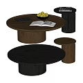 POLIFORM coffee table combination coffee table mother and child coffee table round coffee table wood ornaments side table ancient style 3d model