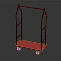 Sturdy Metal Frame Utility Cart With Pink Platform And Four Wheels