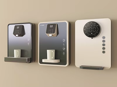 Wall Mounted Water Dispensers With Digital Display Temperature Control And Cup Holder 3d model