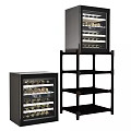 Modern Black Wine Coolers With Glass Doors And Wine Bottle Storage Shelves