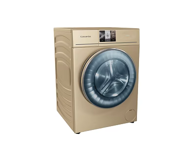 Sanyo Front Loading Golden Washing Machine With Digital Display And Modern Design 3d model