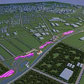 Urban Park Landscape With Green Space River Walking Paths And Surrounding Buildings