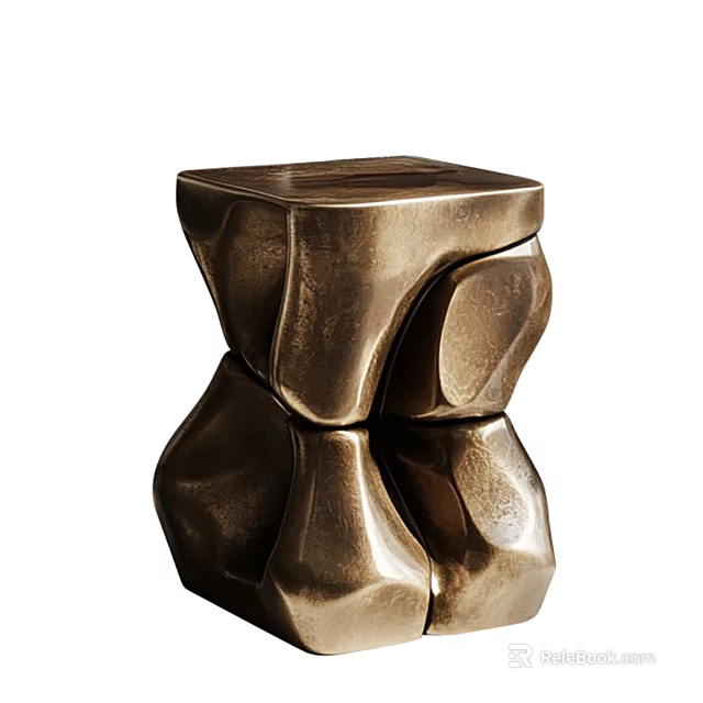 Unique Modern Side Table with Irregular Textured Metal Surface and Sculptural Artistic Design 3d model 