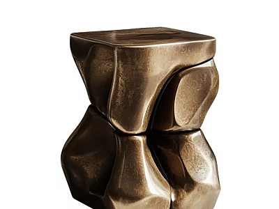 Unique Modern Side Table with Irregular Textured Metal Surface and Sculptural Artistic Design 3d model