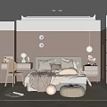 Kids Room Interior With Pastel Pink Walls Cozy Bed Desk Chair And Storage Cabinets