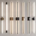 Modern Linear Wall Lamps In Black Gold And Copper Colors Mounted On Light Beige Wall