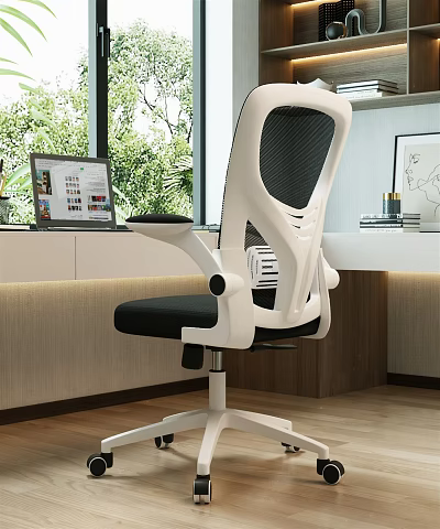 Modern Home Office Desk With Ergonomic Chair Laptop And Natural Window Light 3d model