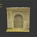Historical Arched Entrance Gate In Classical Style With Latticed Metal Door Stone Structure And Moss