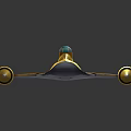 Futuristic Yellow And Silver Spaceship With Cockpit And Sharp Wings Design