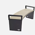 Outdoor Curved Bench with Wooden Slat Seat and Black Metal Frame Design