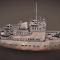 Rusty Vintage Ship With Multi Deck Structure Deck Equipment Brownish Hull And Antennas 3d model