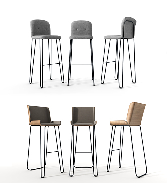 Modern Bar Chair Bar Chair Combination 3d model