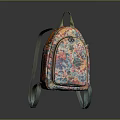 Stylish Colorful Wheeled Backpack With Floral Pattern And Green Rolling Wheels