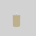 Beige Cylindrical Candle Lamp With Lit Flame And Matte Texture For Decorative Ambient Lighting