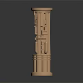 Copper Column With Intricate Mechanical Design And Detailed Structural Patterns 3d model
