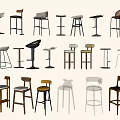 Various Modern Bar Stools with Different Designs Colors and Materials for Home Use 3d model