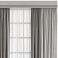 Gray Curtains With Sheer Panels And Window View For Home Decoration