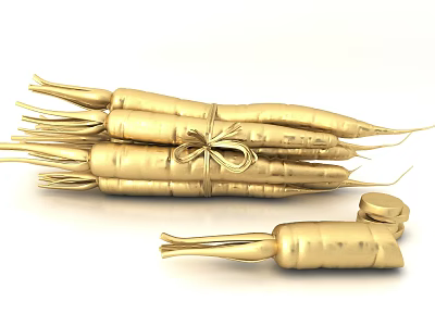 Golden Carrot Shaped Decorative Ornament Set with Bundled and Single Pieces 3d model