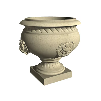Classic Stone Garden Ornament Planter With Carved Floral Animal Motifs And Base 3d model