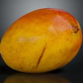 Fresh Vibrant Ripe Mango With Yellow Orange Smooth Skin And Reflection On Dark Background