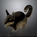 Brown Squirrel-like Animal With Bushy Tail Pointed Ears White Paws 3D Figurine On Gray Background