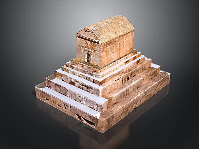 Ancient Multi Tiered Stone Step Structure Scenery With Small Top Building 3d model