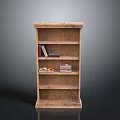 Rustic Wooden Bookshelf with Multiple Shelves Holding Books and Small Decor Items