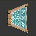 Wooden Chair With Carved Patterns Turquoise Cushion And Decorative Top Balls