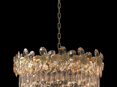 Elegant Luxurious Crystal Chandelier with Ornate Gold Accents and Hanging Crystals 3d model