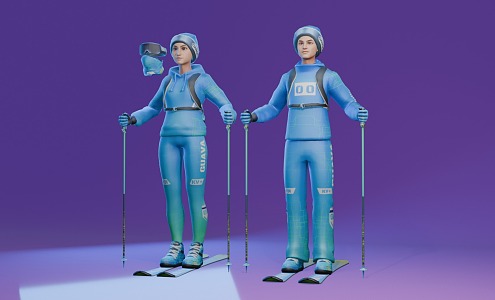 Game Character Ski Character Dress-Up Bound Bones 3d model