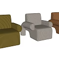 Modern Single Seater Sofa With Striped Fabric Rounded Arms And Various Colors Design