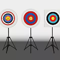 Colorful Circular Targets With Red Blue Concentric Circles On Black Tripods