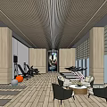 Modern Fitness Gym Interior With Wooden Flooring Treadmills And Training Equipment