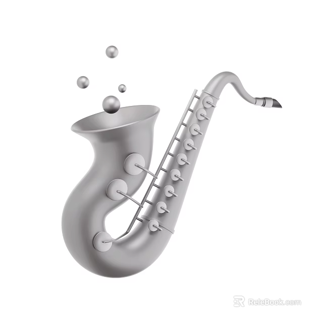 Creative Silver Saxophone Shaped Amusement Equipment With Flying Spheres For Kids 3d model 