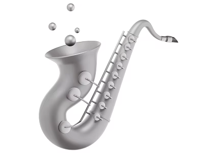 Creative Silver Saxophone Shaped Amusement Equipment With Flying Spheres For Kids 3d model