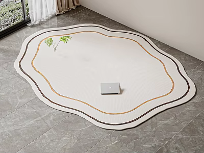 Unique Shaped Rug In Modern Indoor Living Space 3d model