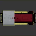 Red Train Locomotive Model Featuring White Roof Yellow Stripe And Number 073184