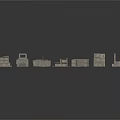 Detailed Architectural Model Scene Components With Various Shapes And White Background