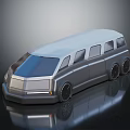 Modern Silver Van With Sleek Design Reflective Surface And Multiple Windows