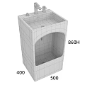 White Pedestal Bathroom Sink With Chrome Faucet And Modern Design