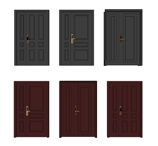 Jianou security door double door security door combination 3d model