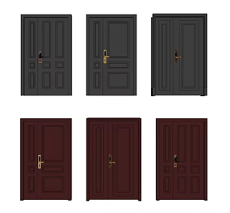 Jianou security door double door security door combination 3d model