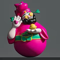 Pink Green Yellow Colorful Cartoon Character Art Installation With Large Eyes And Waving Hand
