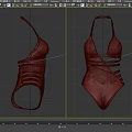 Burgundy One Piece Swimsuit With Golden Crisscross Straps And Stylish Design