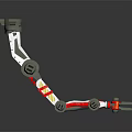 Innovative Robotic Character Mechanical Arm With Red White Sections And Articulated Metal Joints
