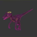 Realistic 3D Dinosaur Model With Purple Yellow Skin Sharp Teeth Standing Pose 3d model