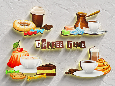 modern logo coffee dessert 3d model