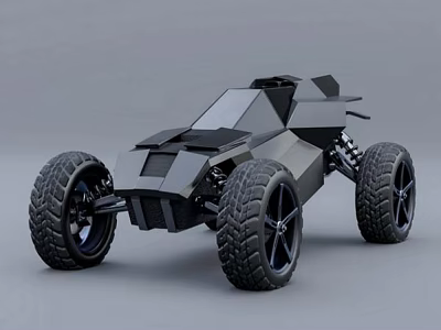 Black Off Road Car With Large Tires And Futuristic Angular Design 3d model